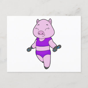 Pig Fitness Dumbbell Briefkaart