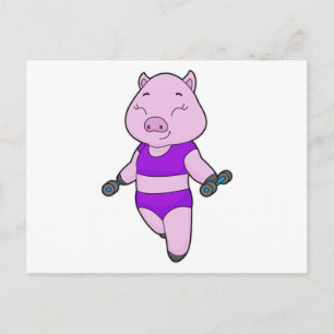 Pig Fitness Dumbbell Briefkaart