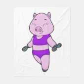 Pig Fitness Dumbbell Fleece Deken (Voorkant)