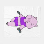 Pig Fitness Dumbbell Fleece Deken (Voorkant (Horizontaal))