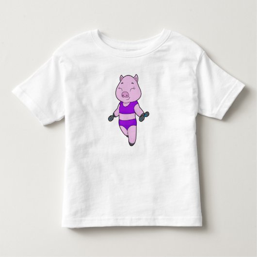 Pig Fitness Dumbbell Kinder Shirts (Voorkant)