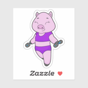 Pig Fitness Dumbbell Sticker