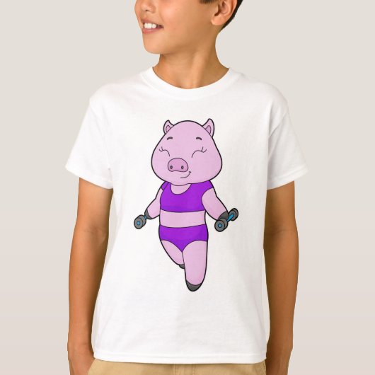 Pig Fitness Dumbbell T-shirt (Voorkant)
