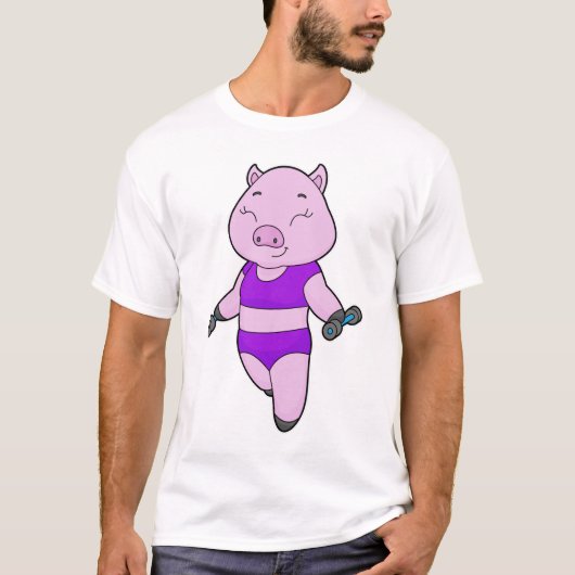 Pig Fitness Dumbbell T-shirt (Voorkant)