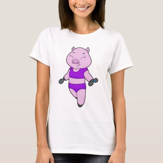 Pig Fitness Dumbbell T-shirt (Voorkant)