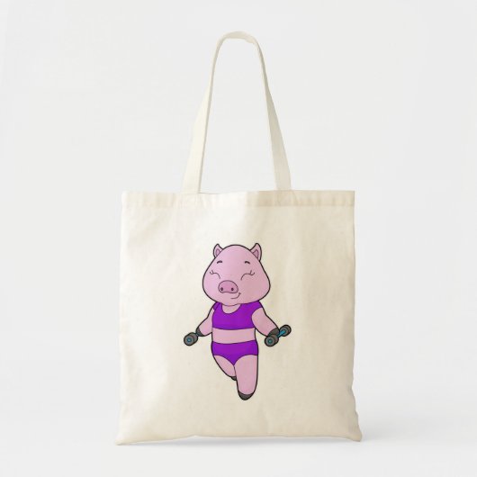 Pig Fitness Dumbbell Tote Bag (Voorkant)
