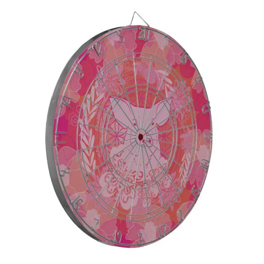 pig, flower of life, blue, mandala, zen, chakra, p dartbord (Voorkant Links)