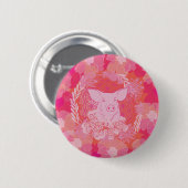 pig, flower of life, blue, mandala, zen, chakra, p ronde button 5,7 cm (Voorkant /achterkant)