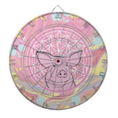 pig,flower of life, rose, mandala,zen,chakra, dartbord (Voorkant)