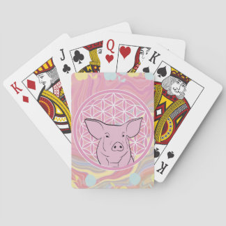 pig,flower of life, rose, mandala,zen,chakra, pokerkaarten