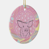 pig, flower of life, roze, mandala, zen, chakra keramisch ornament (Rechts)