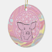 pig, flower of life, roze, mandala, zen, chakra keramisch ornament (Links)