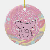pig, flower of life, roze, mandala, zen, chakra keramisch ornament (Achterkant)
