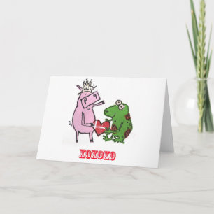 Pig & Frog in liefde valentijn kaart