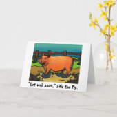 Pig Get Well Soon Card Kaart (Gele Bloem)