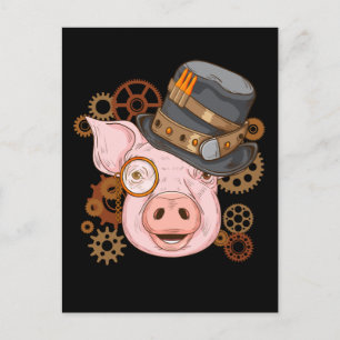 Pig Gift For Pig Lovers Swine Steampunk Pig Briefkaart