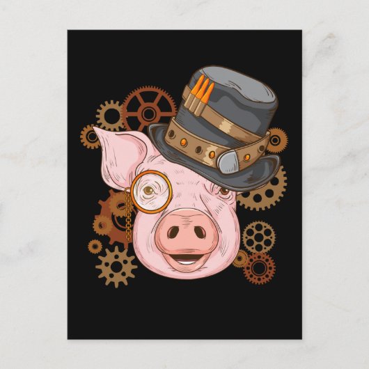 Pig Gift For Pig Lovers Swine Steampunk Pig Briefkaart (Voorkant)