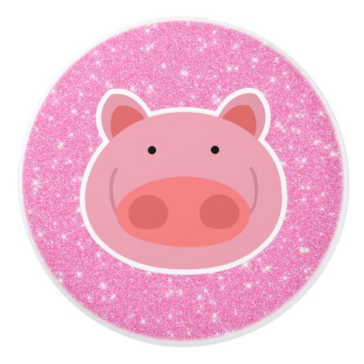 Pig Glitter Keramische Knop (Voorkant)