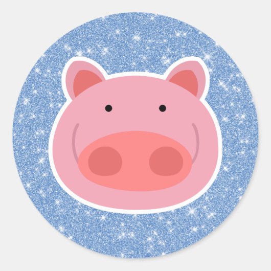 Pig Glitter Ronde Sticker (Voorkant)
