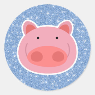 Pig Glitter Ronde Sticker