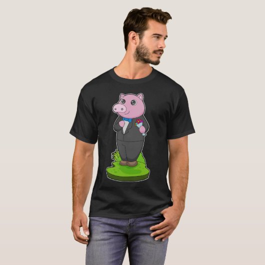 Pig Groom Jacket Wedding T-shirt (Voorkant volledig)