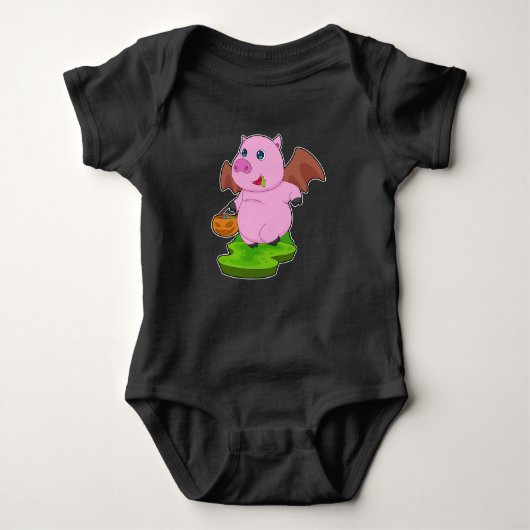 Pig Halloween Bat Romper (Voorkant)