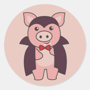 Pig Halloween Cute Devil Vampire Costume Classic R Ronde Sticker