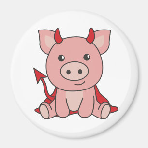 Pig Halloween Cute Devil Witch Costume Magneet