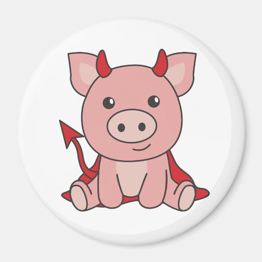 Pig Halloween Cute Devil Witch Costume Magneet (Voorkant)
