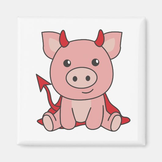 Pig Halloween Cute Devil Witch Costume Magneet (Voorkant)