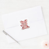 Pig Halloween Cute Devil Witch Costume Square Stic Vierkante Sticker (Envelop)
