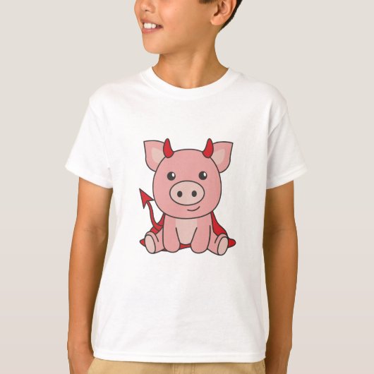 Pig Halloween Cute Devil Witch Costume T-shirt (Voorkant)