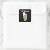 Pig Halloween Ghost I Scream Ice Cream Pun Vierkante Sticker (Tas)