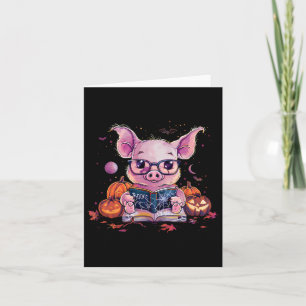Pig Halloween Kostuum Pompoen Hekserij Boek lezen Kaart