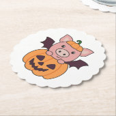 Pig Halloween Pumpkin Bat Costume Kartonnen Onderzetters (Gekanteld)