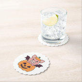 Pig Halloween Pumpkin Bat Costume Kartonnen Onderzetters (Insitu)