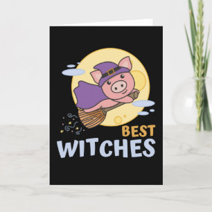 Pig Halloween Witch Kinderen Witches Best Witches Feestdagen Kaart