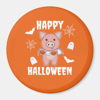 Pig Happy Halloween Pumpkin Bat Costume Magneet