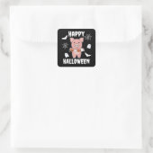 Pig Happy Halloween Pumpkin Bat Costume Square Sti Vierkante Sticker (Tas)
