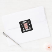 Pig Happy Halloween Pumpkin Bat Costume Square Sti Vierkante Sticker (Envelop)