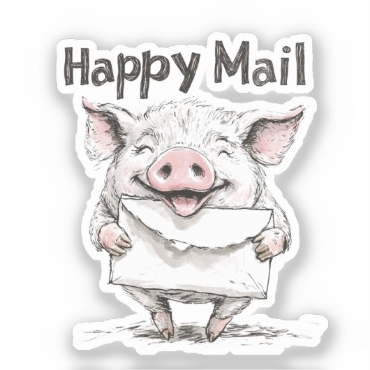 Pig, Happy Mail, Sticker (Voorkant)