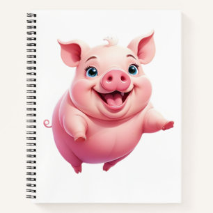 Pig Happy Speelse Leuk Springen in de lucht Vrolij Notitieboek