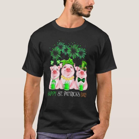 Pig Happy St Patricks Day Family Farmer Farming Lo T-shirt (Voorkant)
