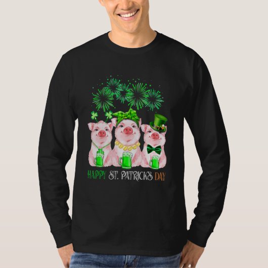 Pig Happy St Patricks Day Family Farmer Farming Lo T-shirt (Voorkant)