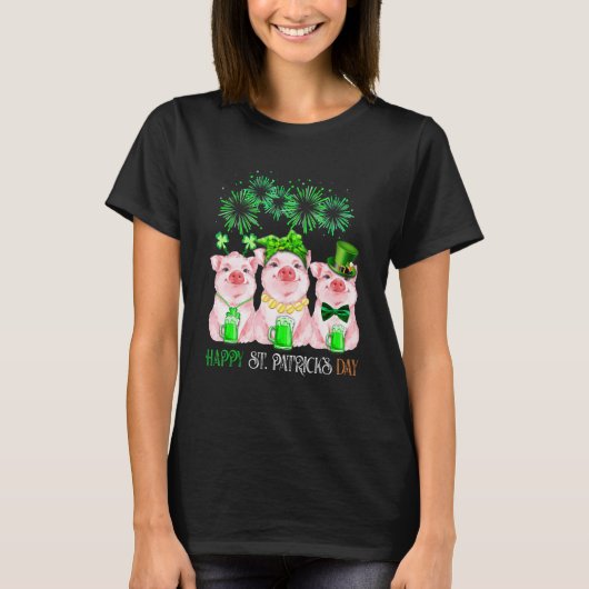 Pig Happy St Patricks Day Family Farmer Farming Lo T-shirt (Voorkant)