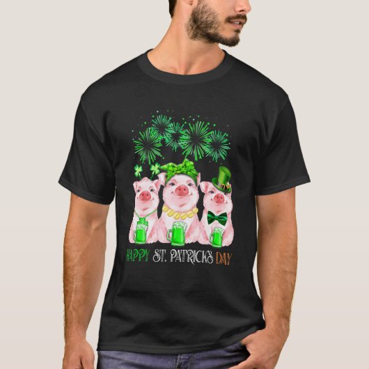 Pig Happy St Patricks Day Family Farmer Farming Lo T-shirt (Voorkant)