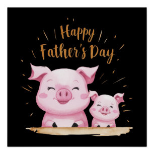 Pig Happy Vaderdag Perfect Poster