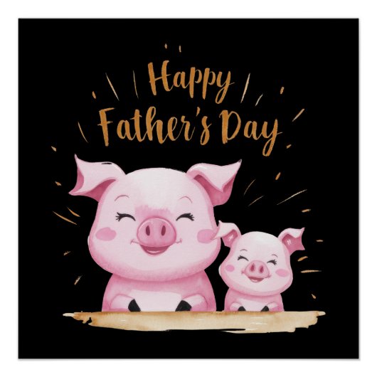Pig Happy Vaderdag Perfect Poster (Voorkant)