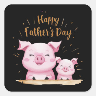 Pig Happy Vaderdag Vierkante Sticker