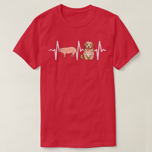 Pig Havanese Heartbeat Hondenliefhebber T-shirt (Design voorkant)